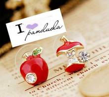Stud Earrings Gold Rhinestoone Crystal Red Apple Earrings For Women Studs Earings Fashion Jewelry 2017 Dropshipping 2024 - buy cheap