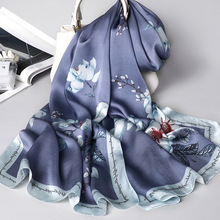 Японский дизайн Новый Шелковый шарф женская Шаль Обертывание элегантный подарок для леди шаль с цветочным принтом натуральный шелковый шарф 1 PC4 2024 - купить недорого