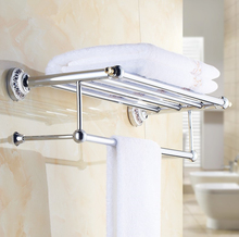 2016 Luxury Chrome Design Towel Rack,Modern Bathroom Accessories Towel Bars Shelf ,Ceramic Base Towel Holder /toalheiros 2024 - buy cheap