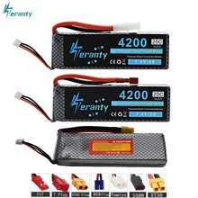 7.4 V 4200 mAh LiPo Bateria para RC Avião Helicóptero Carro 25C 2S Barco 2S 4200 mah 7.4 V Lipo Bateria Com T/XT60/TRX/JST 3 pçs/lote 2024 - compre barato