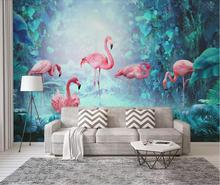 Papel de parede com mural personalizado 3d, pintura de decoração estilo nórdico, moderno, simples, tropical, flamingo, fundo de parede 2024 - compre barato