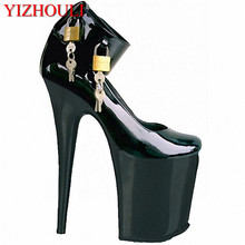 20cm High Heel Black Shoes Pole Dance Shoes Thin Heels Women Fashion Patent Leather Black Pumps Sexy Pumps Women 2024 - buy cheap