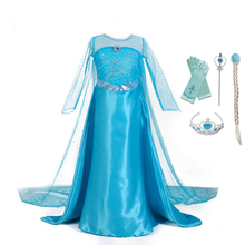 VOGUEON-Disfraz de Elsa para niña pequeña, traje de princesa con lentejuelas de diamante, Reina de la nieve, ropa de fiesta con tren, regalo para niños 2024 - compra barato