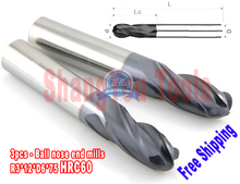 3pcs 6mm HRC60 R3*12*D6*75 Four Flutes Carbide Ball nose end mills Spiral Bit Milling Tools CNC Router bits 2024 - buy cheap