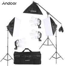 Andoer-Kit de iluminación de vídeo para estudio fotográfico, con bombilla de 12x45W, 3x4 en 1, enchufe de bombilla, Softbox, soporte de luz, palo voladizo, bolsa de transporte 2024 - compra barato