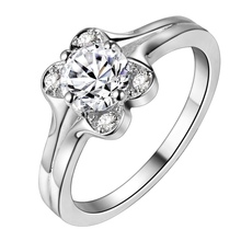 Flor forma brilhante zircon prata anel banhado a moda Jewerly anel mulheres e homens, / Seyojiyj UHIPQSAQ 2024 - compre barato