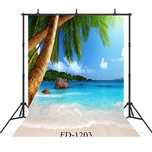 Pano de fundo para fotografia de praia, palmeira, acessórios para casamento, crianças, de vinil, pano impresso, cenário fotográfico 2024 - compre barato