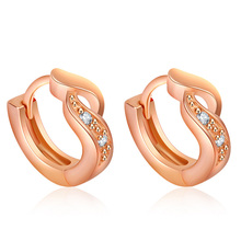 Geometric Stud Earrings for Women Fashion Retro Jewelry Pattern Full Drill Ear Clip Simple Zircon Rose Gold Element Earings Gift 2024 - buy cheap