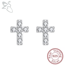 ZS Cross, женские серьги из стерлингового серебра 925 пробы с кристаллами, мини-серьги, детские серьги-гвоздики с цирконием, сережки с кристаллами, серебро 2024 - купить недорого
