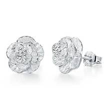 Silver Earrings Simple And Elegant Multi-layer Leaf Lotus Rose Earrings Female Earrings For Women Boucle D'oreille Stud Earrings 2024 - buy cheap