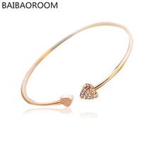 New Heart Crystal Love Opening Gold Siliver Plated Bracelet Crystal Bracelets Bangles For Women 2024 - buy cheap
