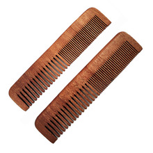 1PCS Natural Amood Wood Handmade Red Comb Fine/Wide Tooth Beard Comb 7inch Customizable logo 2024 - buy cheap