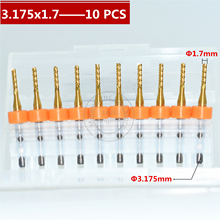 10 piezas-3.175mm (1/8 ") * 1,7mm CNC PCB poco molino extremo de placa Micro PCB, herramienta cnc de acero de tungsteno recubierto de estaño, eliminación de chip suave 2024 - compra barato