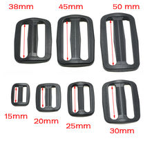 5/8" 3/4" 1" 1-1/4" 1-1/2" 1-3/4" 2"Webbing Plastic Curve Slider Tri-Glide Adjust Tri-ring Buckles Backpack Straps Black 2024 - buy cheap