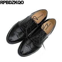 Black Genuine Leather 13 Large Size Flats Brogue 43 Lace Up 12 44 Vintage Women Oxfords Shoes Japanese Round Toe Designer China 2024 - buy cheap