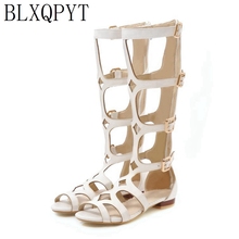 BLXQPYT-Sandalias de gladiador con cremallera para mujer, zapatos planos de talla grande 34-48, x362-8, Color blanco 2024 - compra barato