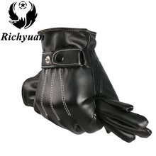 Winter Men's Genuine Leather Gloves 2017 New Brand Touch Screen Gloves Fashion Warm Black Gloves Goatskin Mittens Winter Gloves 2024 - buy cheap