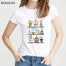 Camiseta de cactus de plantas para mujer, remera harajuku kawaii para mujer, camiseta tumblr blanca, camiseta para mujer, ropa para mujer 2024 - compra barato