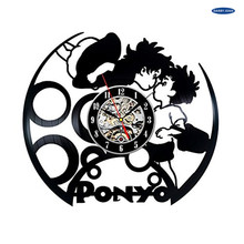 Ponyo-reloj de pared de vinilo Vintage para decoración de dormitorio, dibujos animados, reloj 2024 - compra barato