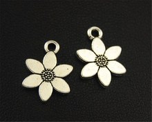 Pingente charmoso pingente renda flor cor prata 40 unidades, faça você mesmo colar pulseira achados 10x14mm a1656 2024 - compre barato
