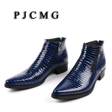 PJCMG-zapatos de piel de vaca auténtica para hombre, botas de vestir transpirables con estampado de bulto, de punta estrecha, suaves, estilo Oxford 2024 - compra barato