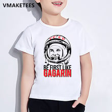 Camiseta con estampado de CCCP USSR Gagarin para niños, ropa divertida informal de verano para bebés y niñas, HKP2437 2024 - compra barato