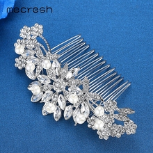 Mecresh-peines de pelo de perlas de imitación para mujer, Color plata 2018, accesorios para el cabello de boda, joyería MFS157 2024 - compra barato