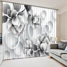 Cortinas grises con paisaje con flor, Impresión de foto Digital, opaca, 3D, cortinas para sala de estar, ropa de cama, habitación, Hotel 2024 - compra barato