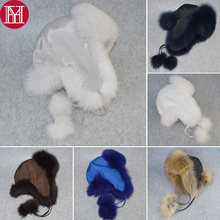 Winter Outdoor Windproof Russian Natural Real Fox Fur Hat Women Warm Good Quality Fox Fur Bomber Hats Genuine Real Fox Fur Cap 2024 - buy cheap