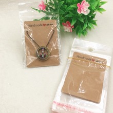 100pcs Kraft Necklace Card+100pcs Clear Opp Bags,Packing Jewelry Accessories Favor display Card Wholesale 2024 - buy cheap