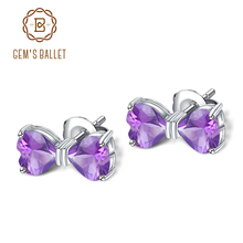 GEM'S BALLET 3.13Ct Natural Amethyst Gemstone Heart Earrings 925 Sterling Silver Bow-knot Stud Earrings for Women Fine Jewelry 2024 - buy cheap
