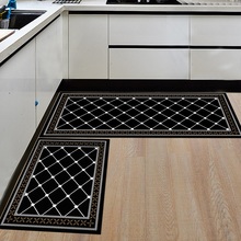 Alfombra de cocina antideslizante con estampado geométrico, Felpudo de entrada para balcón y baño, color blanco y negro 2024 - compra barato