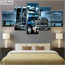 5 spell painting truck diy diamond painting truck 3d round mosaic diamond embroidery set 5d full square car sticker landscape 2024 - buy cheap