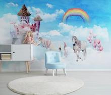 Papel tapiz de unicornio moderno nórdico, Mural de papel tapiz de foto 3D, decoración de pared para dormitorio de niños, papel de Contacto, cubierta de pared para mejora del hogar 2024 - compra barato