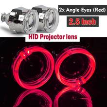 Taitian 2Pcs 2.5'' Mini H1 H7 LED Headlight Angel Eyes Red DRL HID Bixenon Projector H3 fog light lens+Free Shroud auto lenses 2024 - buy cheap