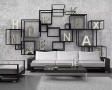 Beibehang Mural wallpaper 3D three-dimensional Chinese metal square letter mural TV background wall home decoration 3d wallpaper 2024 - buy cheap