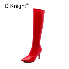 D Knight/Новые брендовые зимние женские сапоги до бедра черного, красного, белого цвета пикантные женские танцевальные сапоги на шесте высокие сапоги до колена на высоком каблуке большой размер 46 2024 - купить недорого