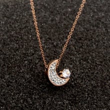 New And Delicate Crescent Moon Crystal Pendant Necklace For Women Titanium Steel Gold and Rose Gold Color Jewelry Necklace 2024 - buy cheap