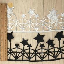 Hot Sale 1 Piece(15 Yards) 10cm Width Beautiful Star White Black Water Soluble Hollow out Sewing Craft Lace Trim Embellishment 2024 - buy cheap