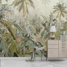 Papel de parede com estampa 3d de folhas e plantas tropicais, rolo de papel de parede para decoração de parede para quarto 2024 - compre barato