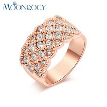 MOONROCY Cubic Zirconia Fashion Jewelry Rose Gold Color Silver Color Crystal Rings Fashion Ring for Women gift Dropshipping 2024 - buy cheap