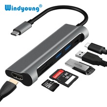 USB C 3,1 HUB tipo C a USB 3,0/HDMI/lector de tarjetas/carga PD para MacBook Samsung galaxy S9/S8 Huawei P20 Pro Thunderbolt 3 Hub 2024 - compra barato