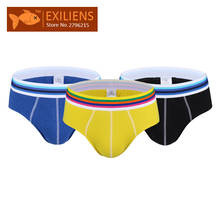 [EXILIENS] Man Briefs 3 Pcs\Pack Brand Underwear Men's Shorts Sexy Cotton Candy Color Pants Colorful Male Underpants Size M-XXL 2024 - buy cheap