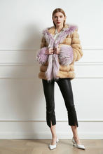 Arlenesain custom 2019 new design purple color fox fur patchwork champagne color sable fur women coat 2024 - buy cheap
