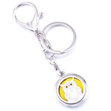 Charm Hollow Owl Aroma Keychain Keyring Open Locket Stainless Steel Perfume Aromatherapy Essential Oil Diffuser Car Keychain 2024 - buy cheap