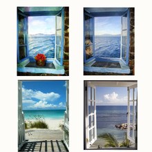 5D DIY Full Square Drill Stone Beautiful Window Scenery Round Diamond Painting Cross Stitch Seaside Scenery Diamant Embroidery 2024 - buy cheap