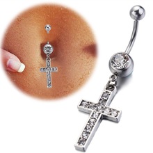 1PC Charm Cross Belly Button Rings Surgical Steel Navel Piercing Bohemian Dangle Christian Jewelry Belly Body Jewelry 2024 - buy cheap