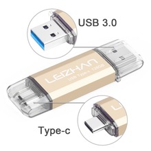LEIZHAN OTG USB флеш-накопитель USB 3,0 Type C для Samsung S10 S9 128 Гб 64 ГБ 32 ГБ 16 ГБ Tipo C Флешка USB C флешка 2024 - купить недорого