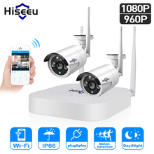 Hiseeu 4ch 960 p/1080 p sistema de câmera cctv sem fio wifi 2 pçs 1.3mp 2mp à prova dwaterproof água ip kit de segurança ao ar livre cctv extensível 2024 - compre barato