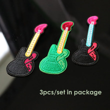 3pcs/set embroidery gitar patches for clothing Embroidered iron on parches for clothes Sewing applique parches 2024 - buy cheap